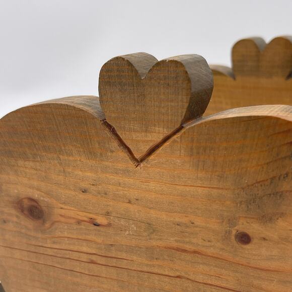 Handmade Decorative Wooden Basket Apple Shaped Storage Box Heart Stem 6 inch - Picture 9 of 11